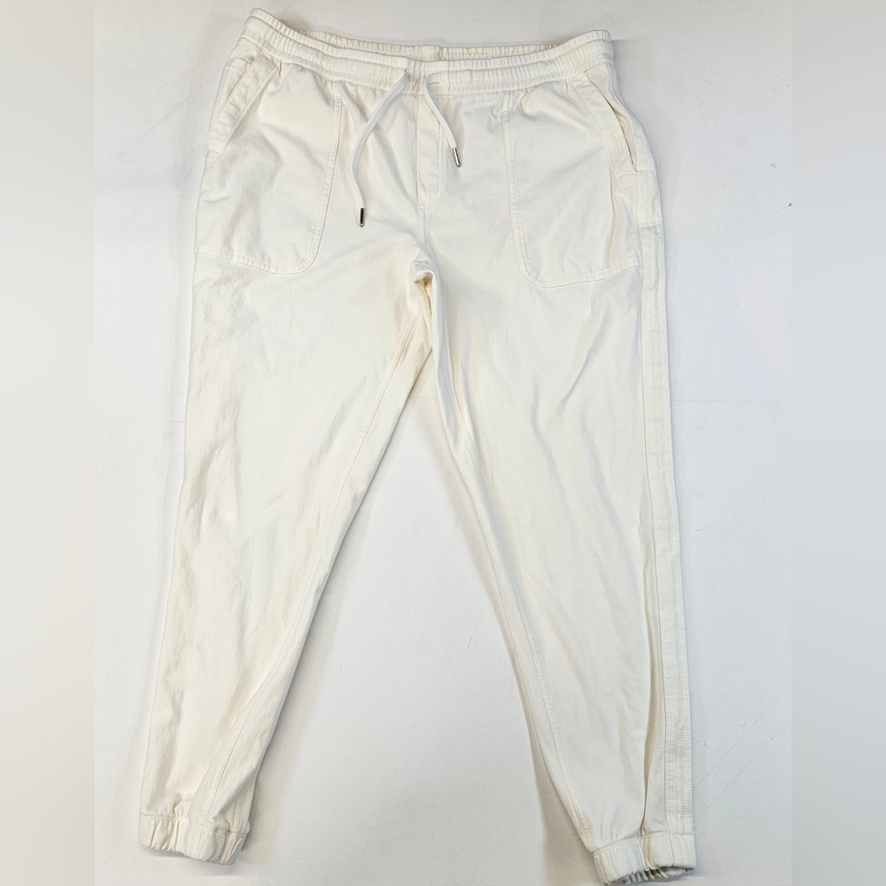 ATHLETA Retreat Jogger Pants Womens Sz XL Tall White Chambray Lightweight